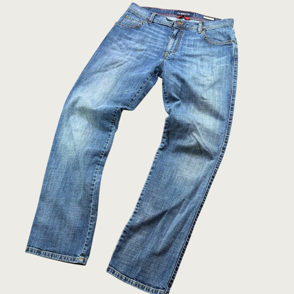 Alberto Jeans Men 33x32 Blue Stone Modern Fit Denim Casual Designer Pants